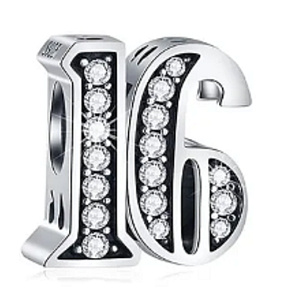 Charme Sterling Silber 925 16 Jahrestag, Perle auf Armband