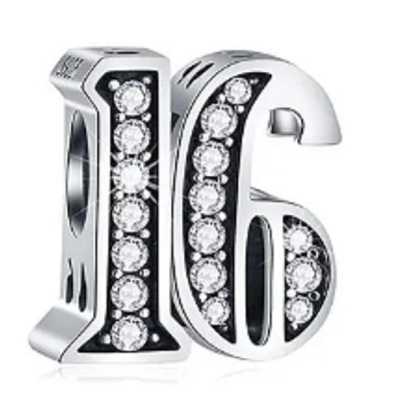 Charme Sterling Silber 925 16 Jahrestag, Perle auf Armband