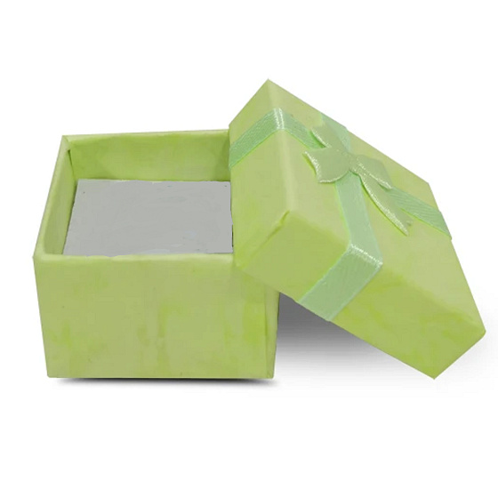Geschenkbox mit Schmuckschwamm und Schleife, hellgrün, 4 x 4 x 2,5 cm, 1 Stück