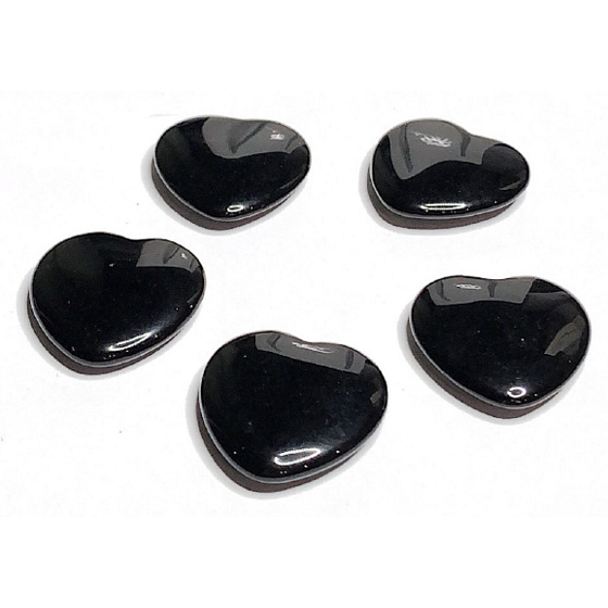 Obsidian schwarz Hmatka, Heilstein in Form eines Herzens Naturstein 3 cm 1 Stück, Stein des Heils