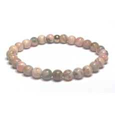 Rhodochrosit Armband elastischer Naturstein, Kugel 6 mm / 16 - 17 cm, großer Herzheiler