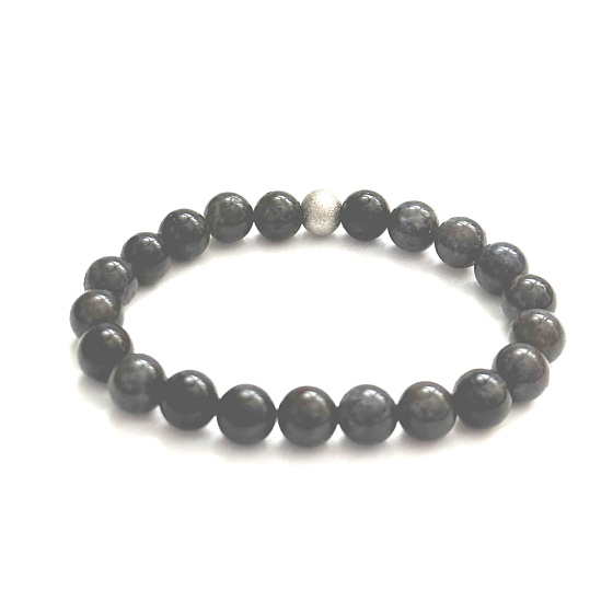Cordierit / Iolid Armband elastischer Naturstein, Kugel 8 mm / 16 - 17 cm, Wikingerstein - Kompass
