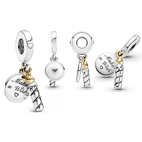 Charm Sterling Silber 925 Geburtstag Kerze, 2in1 Geburtstag Armband Anhänger