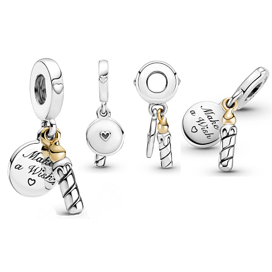 Charm Sterling Silber 925 Geburtstag Kerze, 2in1 Geburtstag Armband Anhänger