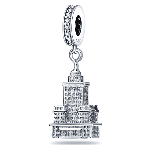 Charm Sterling Silber 925 Polen Palast der Kultur und Wissenschaft, Reise-Armband-Anhänger