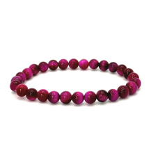Tigerauge rosa Armband elastischer Naturstein, Kugel 6 mm / 16-17 cm, Stein der Sonne und Erde, bringt Glück und Reichtum