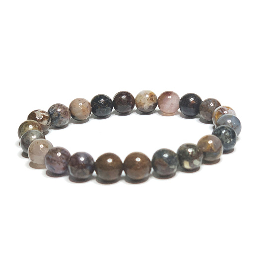 Pietersit Multi-Armband elastisch Naturstein, Kugel 8 mm / 16-17 cm, Stein mit stürmischen Elementen