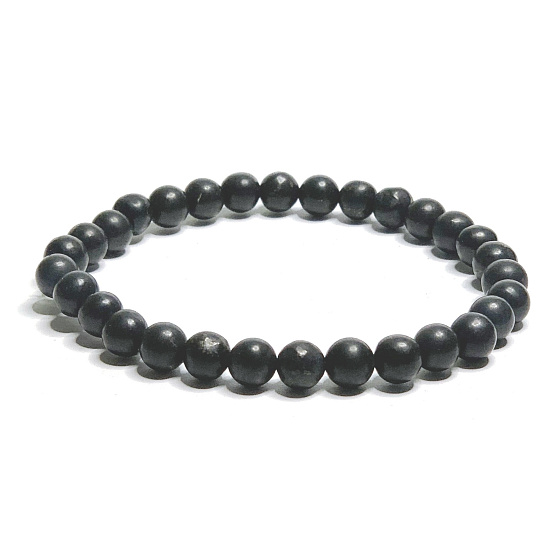 Shungit Armband elastischer Naturstein, Kugel 6 mm / 16 - 17 cm, Stein des Lebens