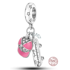 Sterling Silber 925 Skateboard, 2in1 Kappe, Sportarmband Anhänger Sterling Silber 925 Skateboard, 2in1 Kappe, Sportarmband Anhänger