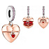 Charms Sterling Silber 925 Love heart opening rose vergoldet, Anhänger für Liebesarmband