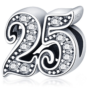 Charme Sterling Silber 925 25 Jahrestag, Perle auf Armband