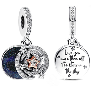 Charms Sterling Silber 925 Zweifarbige Sternschnuppe 2in1, Liebesarmband Anhänger