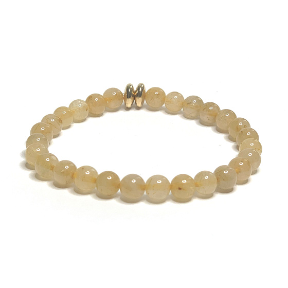 Quarz mit Rutil Gold Armband elastisch Naturstein, Kugel 6 mm / 16-17 cm, die perfekte Heiler