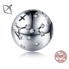 Schütze Tierkreiszeichen, Anhänger für Armband Silber + Zirkone, Kugel 9 mm 1 Stück Schütze Tierkreiszeichen, Anhänger für Armband Silber + Zirkone, Kugel 9 mm 1 Stück