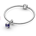 Charm Sterlingsilber 925 Planet Erde - Blauer Planet, 2-in-1 öffnend, innen Herz, Anhänger für Armband Weltraum