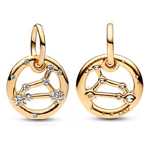 Charm Sterling Silber 925 Gold plattiert Sternzeichen Löwe, Anhänger für Armband