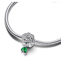 Charme Sterling Silber 925 Rose in Blüte, Perle auf Armband Natur