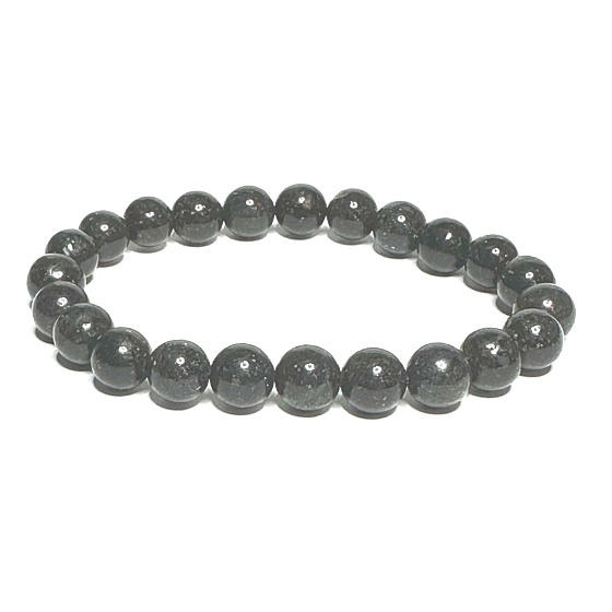 Opal schwarz Armband elastisch Naturstein, Kugel 8 mm / 16-17 cm, AAA Qualität, Glücksstein