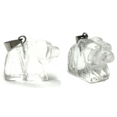 Kristallbär Anhänger Naturstein, handgeschliffene Figur 1,8 x 2,5 x 8 mm, Steine