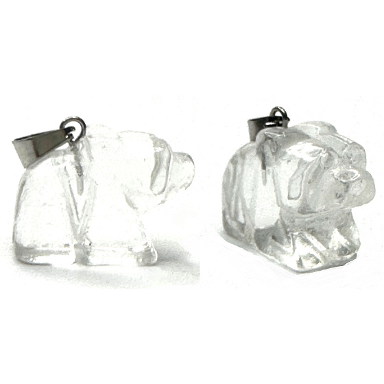 Kristallbär Anhänger Naturstein, handgeschliffene Figur 1,8 x 2,5 x 8 mm, Steine