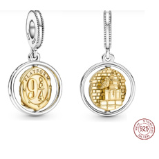 Sterling Silber 925 Harry Potter - 9 und 3/4, Hedwig, drehbarer Armband-Anhänger