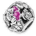 Sterling Silber 925 Floral Charme Perlenarmband Natur