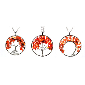 Achat rot Baum des Lebens Anhänger Naturstein, Heilung, Kette Länge: 45 + 5 cm, fügt Verjüngung und Kraft