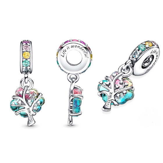 Sterling Silber 925 Muranoglas Baum der Zugehörigkeit, Natur Armband Anhänger