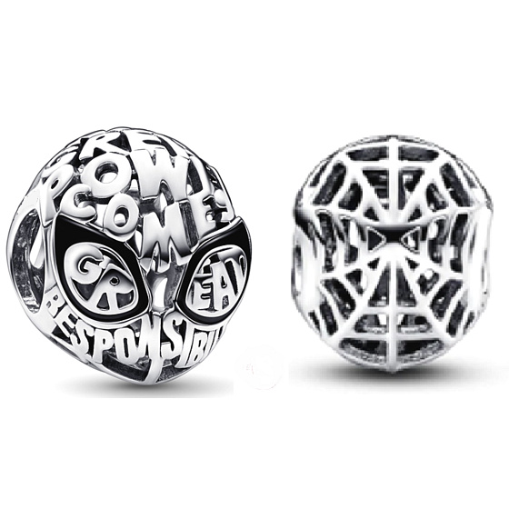 Charme Sterling Silber 925 Marvel Spiderman Maske, Perle auf Armband Film