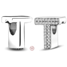 Charme Sterling Silber 925 Alphabet Buchstabe T, Perle für Armband Charme Sterling Silber 925 Alphabet Buchstabe T, Perle für Armband