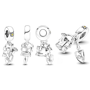 Sterling Silber 925 Teekanne und Schaufel 2in1, Anhänger auf Armband Interessen Sterling Silber 925 Teekanne und Schaufel 2in1, Anhänger auf Armband Interessen