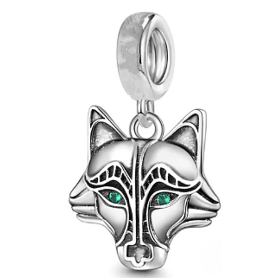 Charms Sterling Silber 925 Wolf, Tierarmband Anhänger