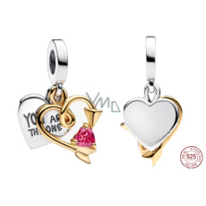 Charm Sterlingové stříbro 925 Gravírovací přívěsek 2v1 srdce a šíp - Následuj své srdce, přívěsek na náramek láska Charm Sterlingové stříbro 925 Gravírovací přívěsek 2v1 srdce a šíp - Následuj své srdce, přívěsek na náramek láska