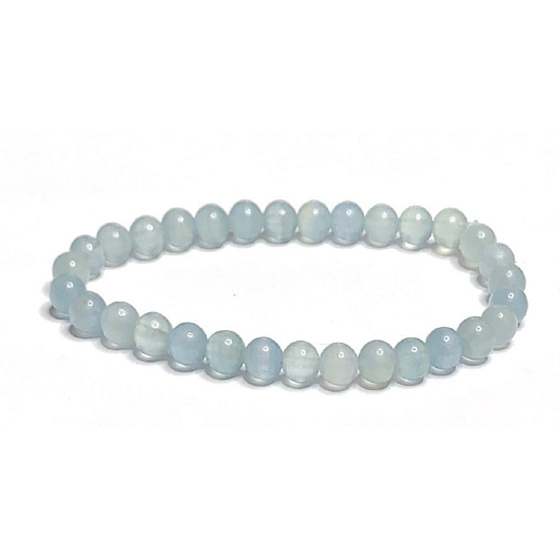 Calcit blau Armband elastischer Naturstein, Kugel 6-6,2 mm / 16-17 cm, Intuitionsstein