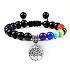Chakra-Armband Lebensbaum + Obsidian, Naturstein, handgestrickt, größenverstellbar, 8 mm Kugel, Rettungsstein