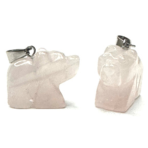 Rosenbär-Anhänger Naturstein, handgeschliffene Figur 1,8 x 2,5 x 8 mm, Liebesstein