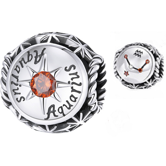 Charme Sterling Silber 925 Sternzeichen, Zirkonia Wassermann, Perle für Armband