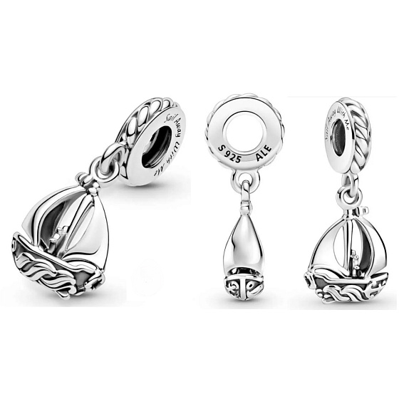 Charm Sterling Silber 925 Segelschiff, Reise-Armband-Anhänger