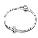 Charme Sterling Silber 925 Sonne und Halbmond mit klarem Zirkonia, Perle für Armband Universum