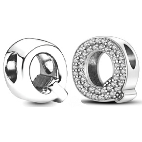 Sterling Silber 925 Alphabet Buchstabe Q, Perle für Armband