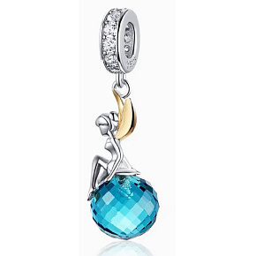 Charms Sterling Silber 925 Fee vom blauen Planeten, Feenarmband-Anhänger