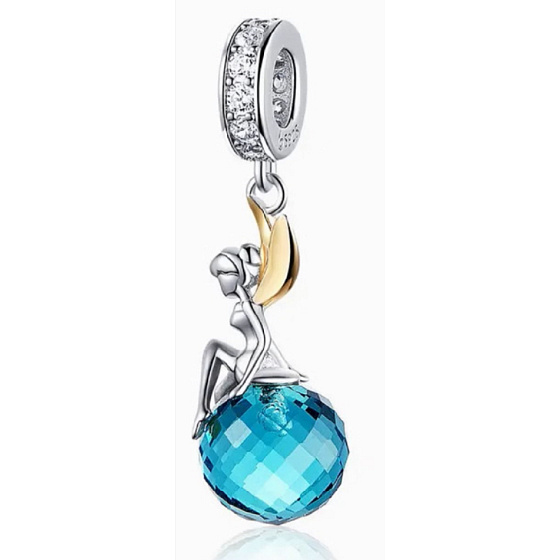 Charms Sterling Silber 925 Fee vom blauen Planeten, Feenarmband-Anhänger
