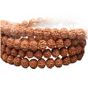 108 Mala Rudraksha meditační šperk, přírodní náhrdelník, ruční výroba, korálek 8 mm, střapec 8 cm