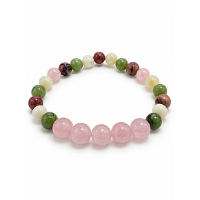 Armband mit Geschichte – Ich liebe dich, Oma, natürliche Mineralien, Kugel 8 mm / Handgelenk 16–18 cm