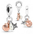 Charm Sterlingsilber 925 Seestern, Muschel, Süßwasserperle, 3-in-1 Anhänger für Armband, Meer