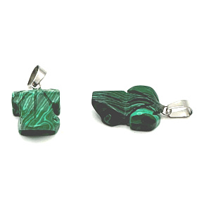 Malachit Frosch für Glücksanhänger Naturstein ca. 20 x 15 mm, Stein der erfüllten Wünsche
