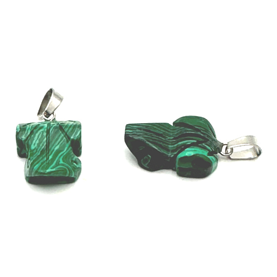 Malachit Frosch für Glücksanhänger Naturstein ca. 20 x 15 mm, Stein der erfüllten Wünsche