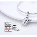 Sterling Silber 925 Computer + Maus, kubischer Zirkon, 2in1 Öffnung Anhänger auf Armband Interessen