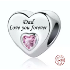 Charm Sterlingsilber 925 Papa liebt dich für immer Herz, Perle für Armband Familie
