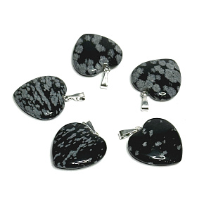 Obsidianflake Herzanhänger Naturstein 20 mm, Stein der Erlösung
